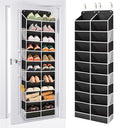 ULG Over The Door Shoe Organizer for Closet Fit 24-32 Pairs with Large Deep Pockets, Narrow Shoe Rack for Door Hanging Boots 