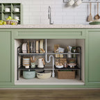 NETEL Adjustable Under Sink Organizers and Storage,Pots and Pans Organizer Under Kitchen Cabinet,Pan Lid Organizers inside Ca