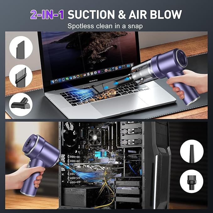 KMM Handheld Car Vacuum Cleaner, 9000PA Vacuum Cleaner & Air Duster, 120W High Power Vacuum Portable Cordless, Hand Held Vacu