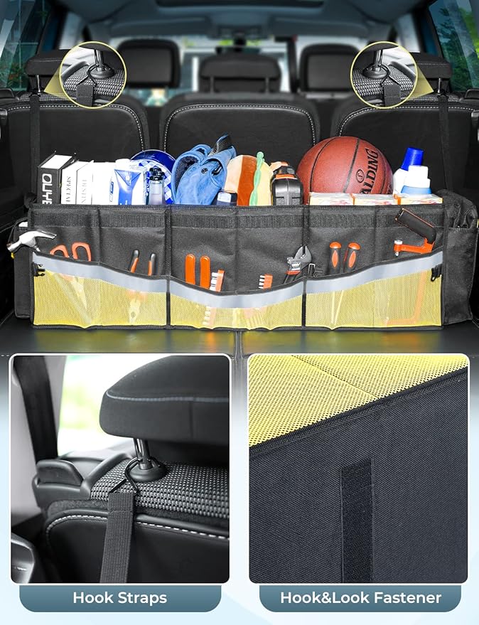 Oasser Trunk Organizer with Cooler Bag 95L, Bearing 110lb No Deformation, Collapsible with Multi Compartments, 20L Removable