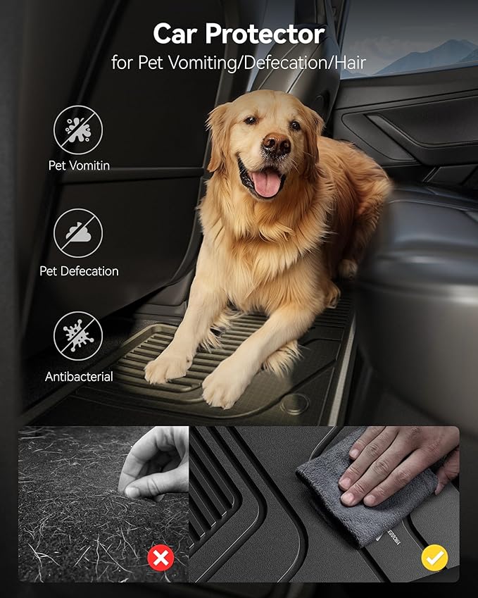 3W Floor Mats Fit for Honda Odyssey 2026 2025-2018, TPE All Weather Custom Fit Floor Liner 1st, 2nd 3rd Row Car Mats,Black