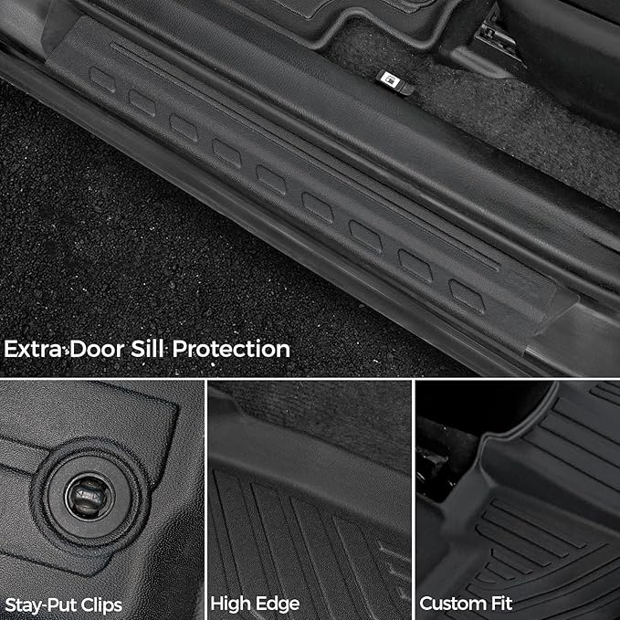 Floor Mats for Toyota RAV4 Gas 2013-2018, All Weather Floor Mats Trunk Cargo Liner with Backrest Protectors and Door Sill Guards Accessories, Full Coverage Set