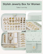 VLANDO Travel Jewelry Case for Women Girls Mothers, PU Leather Portable Small Jewelry Box for Rings, Necklaces, Bracelets, Ea