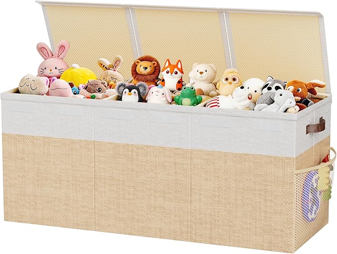 Dayacoco Extra Large Toy Box Chest with Lids, Collapsible Sturdy Kids Toy Storage Organizer Boxes for Boys Girls, Collapsible