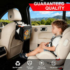 Car Organizer Bag for Back Seat Front Seat or Between Seats Premium PU Leather Hanging Storage Caddy with Tablet Holder Tissue Box Cup Bottle Holders Mesh Pockets for Kids Adults