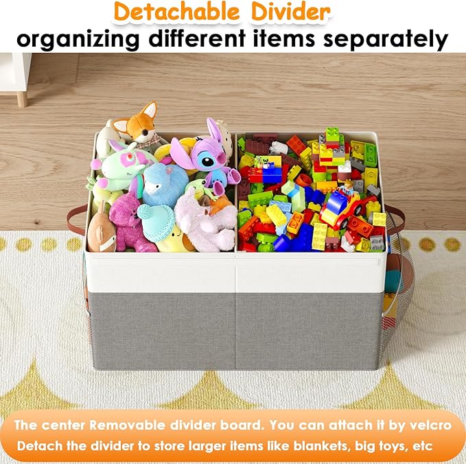 Large Toy Storage Box with Lid Upgraded Toy Storage Chest Organizer with Divider Foldable Toy Bin for Kids Boys Girls Playroo