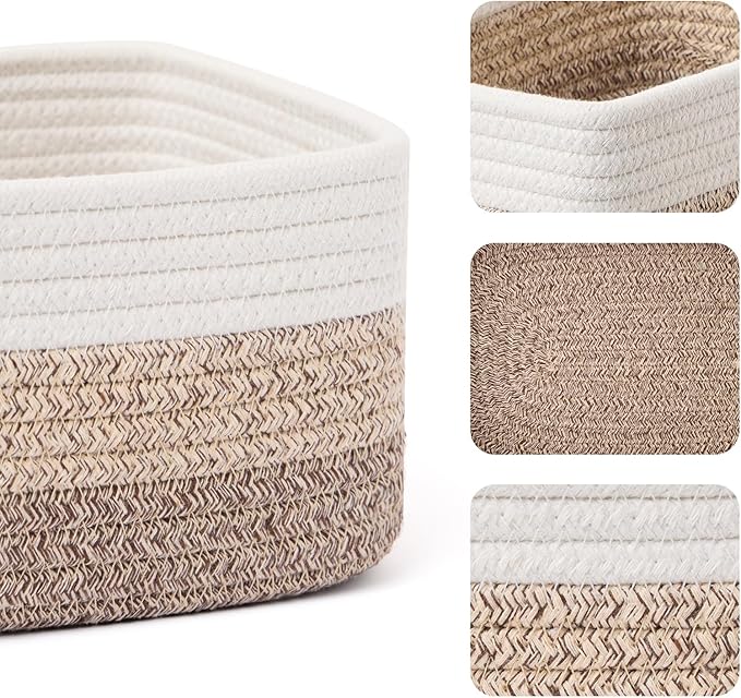 MiniArk Small Storage Baskets for Organizing | Closet Organizer Bins | Shelf Toy Basket | Woven Rope Baskets | Cube Decorativ