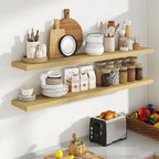 55 Inch Floating Shelves, 8 Inch Deep Floating Shelves for Wall, Hanging Shelf with Invisible Brackets, Deep Shelves for Bath