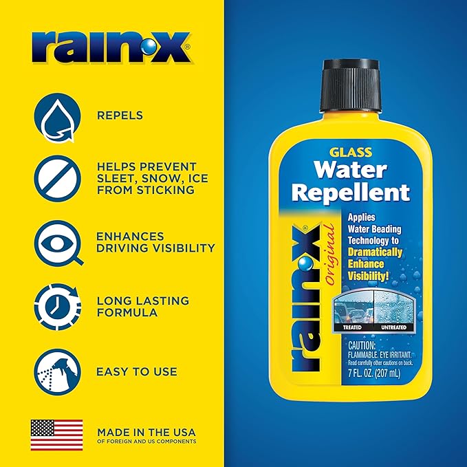 Rain-X 800002243 Glass Treatment, 7 oz. - Exterior Glass Treatment To Dramatically Improve Wet Weather Driving Visibility Dur