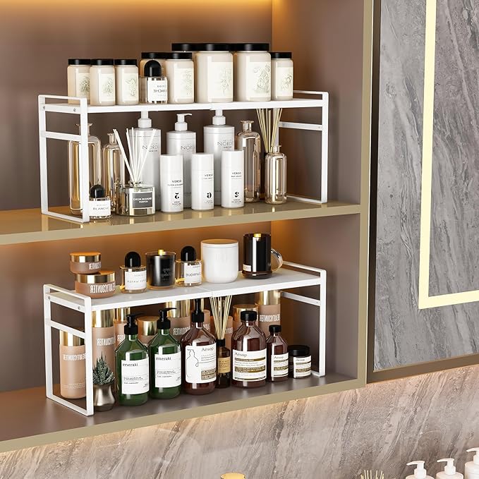 1pcs Medicine Cabinet Organizer Stretchable Storage Box for Bathroom Stackable Mirror Cabinets Vanity Small Narrow Shelf Slim