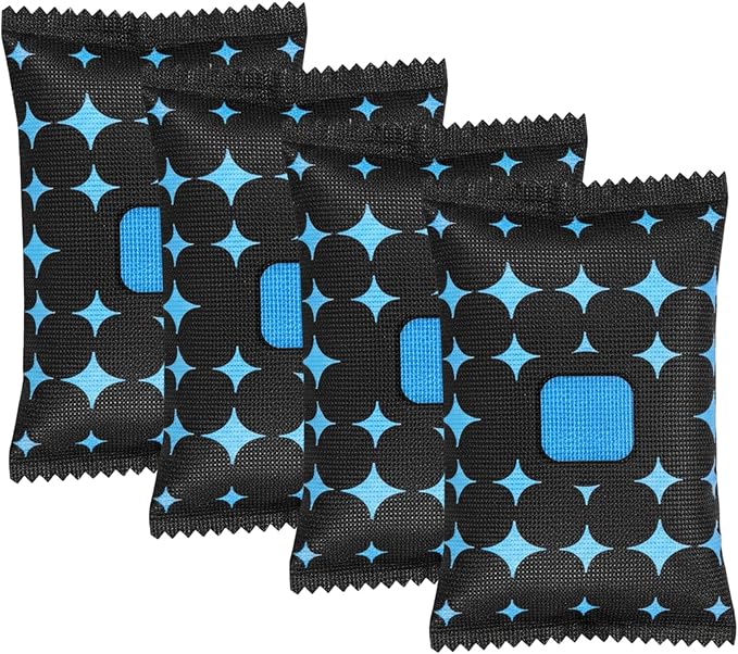 Car Dehumidifier Bags, 4 Pack Reusable Silicone Desiccant Bag with Color Indicator Silica Gel Packets for Windshield Fog &