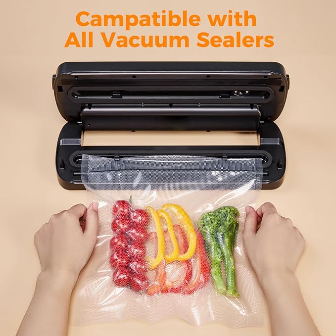 Wevac Vacuum Sealer Bags 8x16' Rolls 6 pack for Food Saver, Seal a Meal, Weston. Commercial Grade, BPA Free, Heavy Duty, Grea