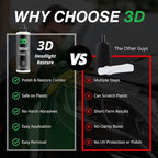 3D GLW Series Headlight Restore – 2-Step Kit Removes Oxidation, Scratches & Yellowing | UV Protection for Clear Headlights & 