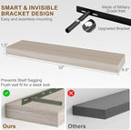 Fun Memories Floating Shelves for Wall, 32Inch Floating Shelves Set of 2, Hanging Shelf with Invisible Brackets, Wood Shelves