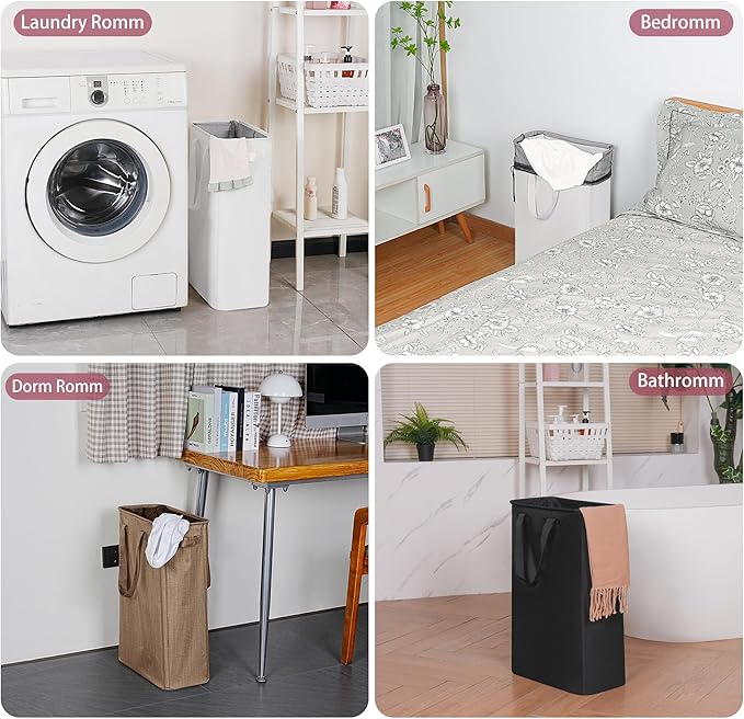 efluky Slim Laundry Basket, Narrow Laundry Hamper with Handles, Collapsible Dirty Clothes Hamper, Tall Laundry Bin for Laundr