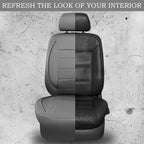 CAR PASS Piping Faux Leather Car Seat Cover Full Set,Grey Breathable Leather Seat Covers for Cars, Airbag Compatible,Universal Fit for SUVs,Van,Sedans,Small Trucks (Full Set, All Gray)