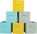 Stero Fabric Storage Bins 6 Pack Fun Colored Durable Storage Cubes with Fabric Handles Foldable Cube Baskets for Home, Kids R