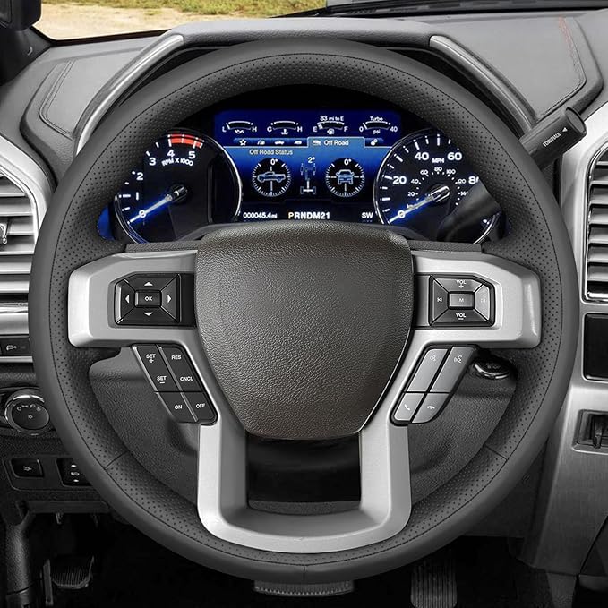 MEWANT Hand Stitch Steering Wheel Cover for Ford F150 F250 F350 Expedition 2018-2021 Ford 150 Truck Steering Wheel Wrap