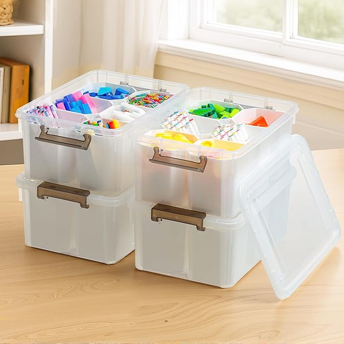 Citylife 17 QT Plastic Storage Bins Clear Storage Box with Lids Multipurpose Stackable Storage Containers for Organizing Tool