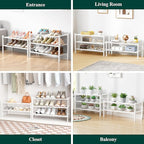 Smiry Bamboo Shoe Rack for Closet, 4 Tier Wooden Stackable Shoe Organizer, Free Standing Shoes Storage Shelf for Entryway, Fr