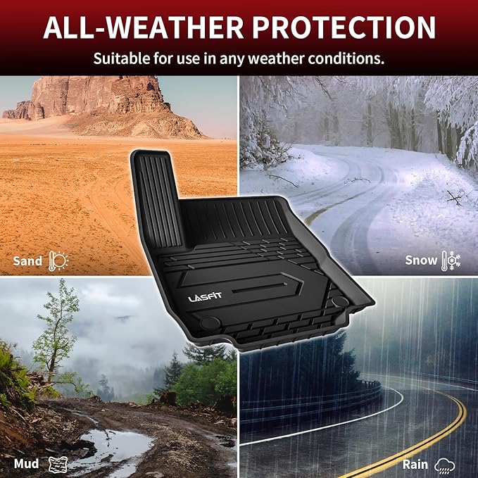 LASFIT Floor Mats for Chevrolet Chevy Equinox/GMC Terrain Car Mats 2018-2024 (Not Fit Equinox Ev), All Weather TPE Custom Fit Automotive Floor Mats for Cars, 1st and 2nd Row Car Floor Mats Full Set