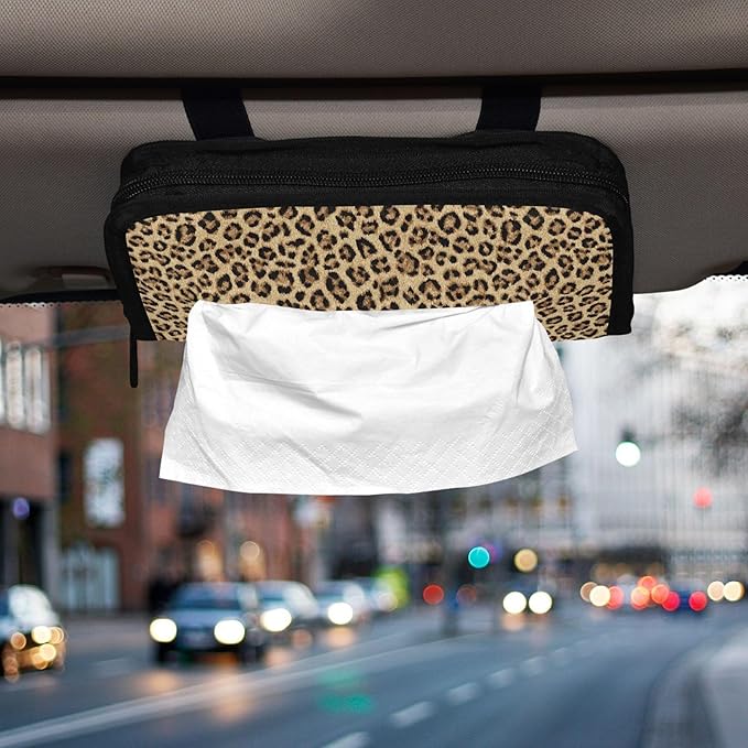 Car Tissue Holder Car Visor Organizer Tissue Box Holder for Car Sun Visor Organizer with Car Vehicle Accessories Essentials Interior for Women Men Classical Leopard Print