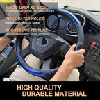 PINCTROT XL Size 17.5-18 in Race Grip Steering Wheel Cover for Semi Truck, Fits RV, Big Rig Trucker, 18 Wheeler and Classic Cars, Anti-Slip Silicone Perforated Design 17.5-18 Inch (Racing Blue)
