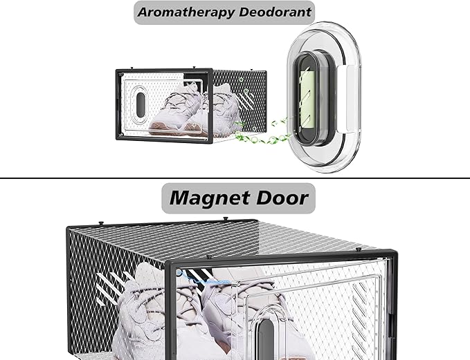 SIMPDIY Shoe Storage, 12 Pack Shoe Organizer for Closet, Shoe Boxes Clear Plastic Stackable Shoe Containers with Lids for Siz