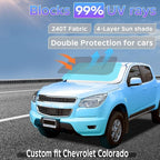 Sun Shade Sunshade for Chevy Chevrolet Colorado 2015-2022 Windshield Cover, 4-Layers Sun Shield 250T Silver Sun Visor Foldable Window Shade Blocks UV Rays Car Accessories