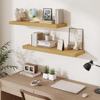 Fun Memories Floating Shelves for Wall 36 Inches, Wood Shelves with Invisible Bracket, 10" Deep Shelves Wall Mounted, Large W