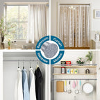 AIZESI Silver Adjustable Tension Curtain Rod, 31-63 Inch Spring No Drill Stainless Steel Shower Rods for Bathroom，Closet ，Win