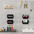16 Pcs Black Pegboard Bins with Metal Hooks, Heavy Duty Plastic Storage Organizer, Pegboard Tools Organizer for Garage, Works