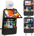 KaiCross Backseat Car Organizer with Upgraded Foldable Tray, Car Seat Organizer for Kids, Travel Accessories with 9 Storage Pockets,Car Seat Organizer Backseat with Touch Screen-1 Pack
