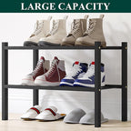 Smiry Shoe Rack, 2 Tier Small Bamboo Shoe Organizer, Stackable Free Standing Wooden Shoe Storage Shelf for Closet, Entryway, 