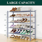 Smiry Shoe Rack, 5 Tier Long Bamboo Shoe Organizer, Stackable Free Standing Wooden Shoe Storage Shelf for Closet, Entryway, F