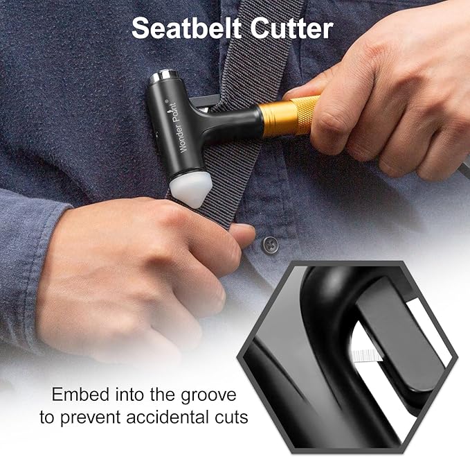 Premium Car Glass Breaker with Seat Belt Cutter - Automotive Safety Hammer - Emergecy Escape Tool, Car Autoaccessory Metal Wi