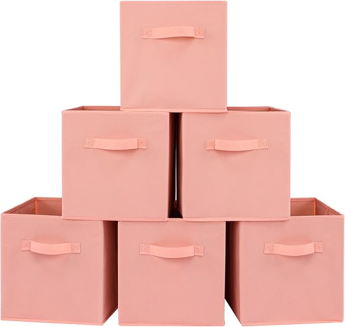 Stero Fabric Storage Bins 6 Pack Fun Colored Durable Storage Cubes with Fabric Handles Foldable Cube Baskets for Home, Kids R