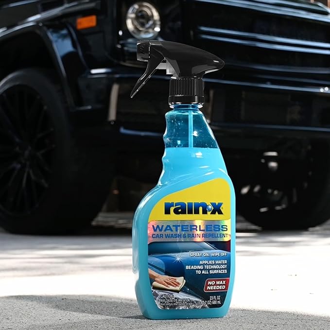 Rain-X 620143 Waterless Car Wash and Rain Repellent, 23 fl. oz. Rinseless Cleaner Spray for a Spot Free Finish, Perfect for Q