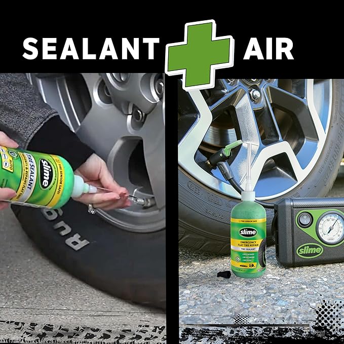 Slime 50107 Flat Tire Puncture Repair, Smart Spair, Emergency Kit For Car Tires, Includes Sealant And Tire Inflator Pump, Sui