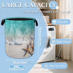 Sea Beach Starfish Laundry Basket Collapsible Laundry Hamper, Oxford Cloth Storage Bin for Room/Bathroom/Bedroom/Dormitories 