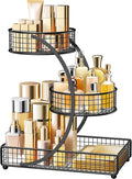 HBlife Makeup Organizer for Vanity, 3 Tier Metal Bathroom Countertop Organizers Skin Care Storage, Bathroom Counter Shelf Ski