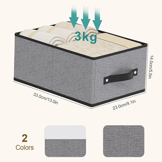 Foldable Storage Boxes, Fabric Storage Baskets with Handles, Cube Organizer Bins for Organizing Shelves, 13 × 9.1 × 5.5 Inch,