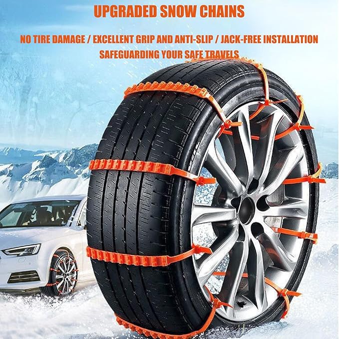 40PCS Zip Tie Snow Chains - Temporary Tire Straps, Universal Reusable Anti-Skid Nylon Tire Chain, Upgrade Adjustable Portable
