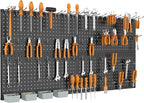 WALMANN Metal Pegboard Kit with Accessories for Wall, Garage Tools Storage Pegboard System for Garage, Workbench, Modular Peg