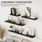 40 Inch Floating Shelves, 8 Inch Deep Floating Shelves for Wall, Hanging Shelf with Invisible Brackets, Deep Shelves for Bath