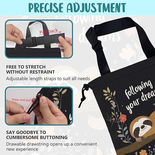 Car Garbage Bag Cute Brown Sloth and Floral Hanging Canvas Car Trash Bag Drawstring Car Back Seat Organizer for Car Back Front Seat Console with Adjustable Buckle