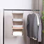 Hanging Closet Organizer, Easy Mount Foldable 3-Shelf Hanging Closet Wardrobe Storage Shelves, Clothes Handbag Shoes Accessor
