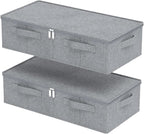 Underbed Storage Box, Foldable Bed Sheet Organizer, Cube Bags Container with Lid for Organizing Clothes, Blankets, Comforter,