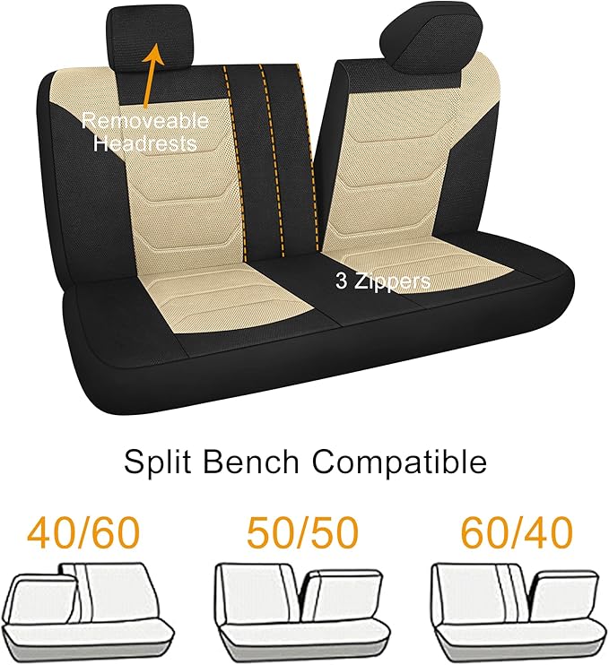 3D Air Mesh Car Seat Cover Full Sets Washable and Breathable Premium Cloth Automotive Vehicle Seat Covers for Cars Interior, 