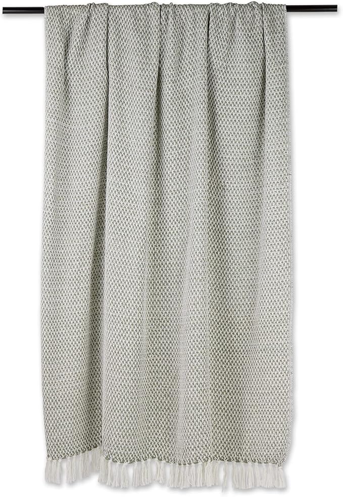 DII Woven Throw Collection 100% Cotton, Basketweave, 50x60, Artichoke Green
